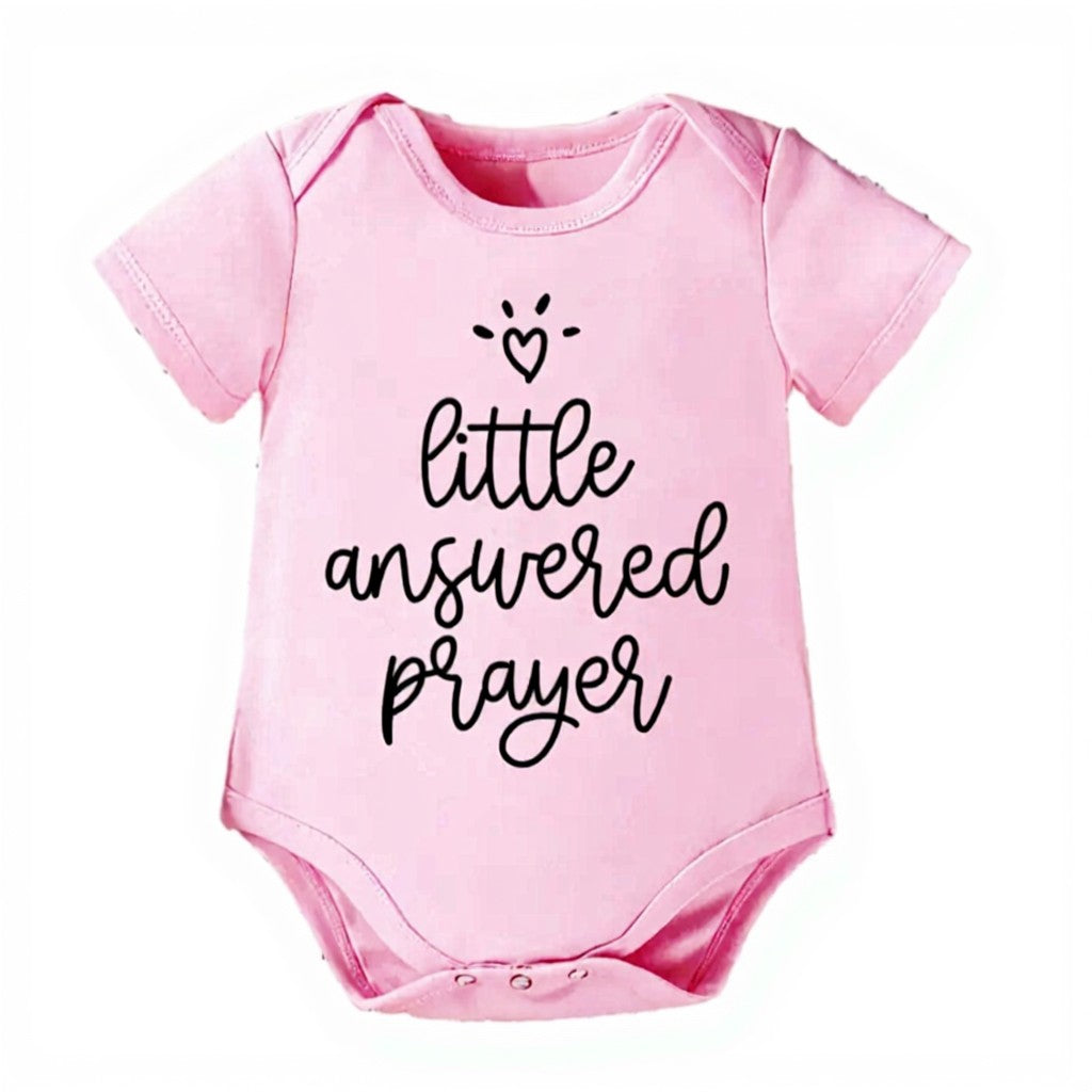Pink "Little answered prayer" baby grow