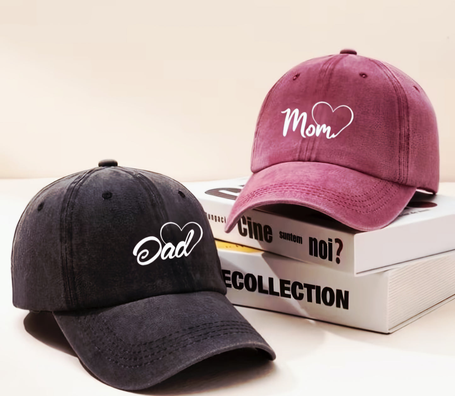 Matching “Dad” & “Mom” Baseball Caps