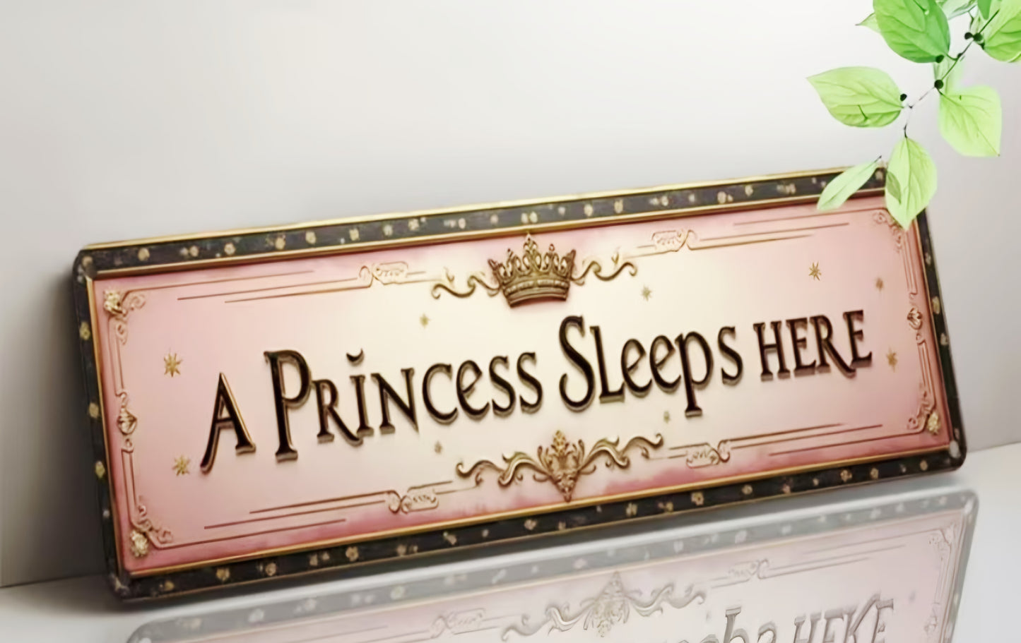 Pink & Gold “A Princess Sleeps Here” Wall Sign