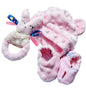 Beanie, soft double-sided shoes and teething ring