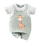 Baby boy short sleeve cartoon Giraffe bodysuit
