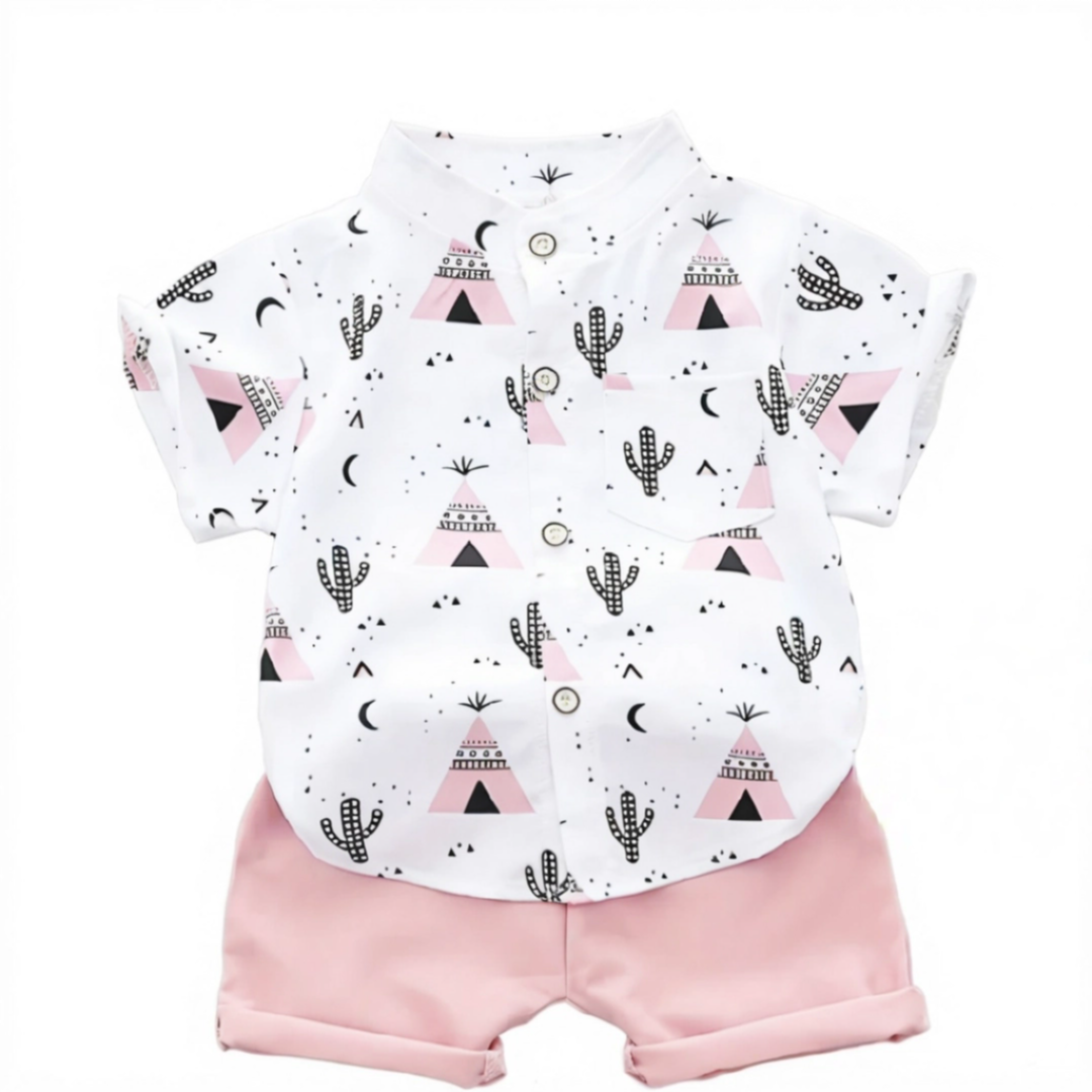 Boy's summer pyramid shirt and shorts