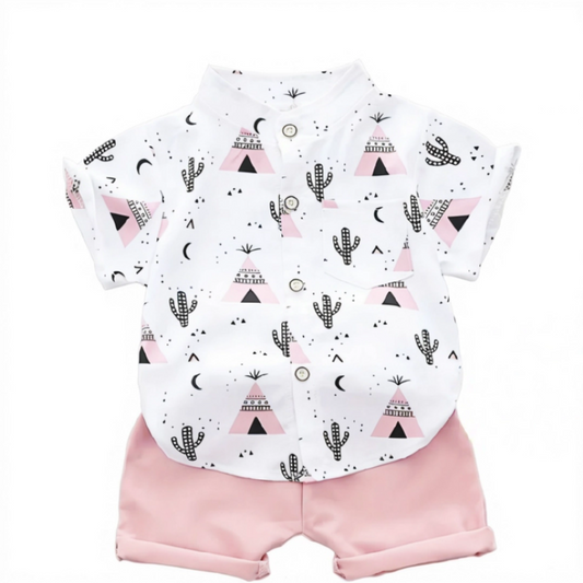 Boy's summer pyramid shirt and shorts