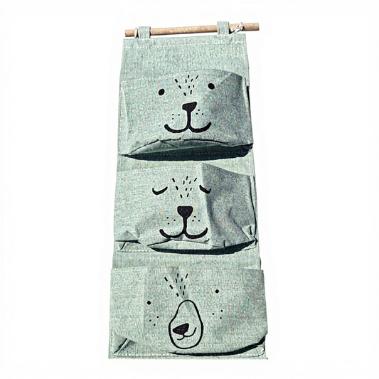 Cartoon animal face three-layer hanging storage