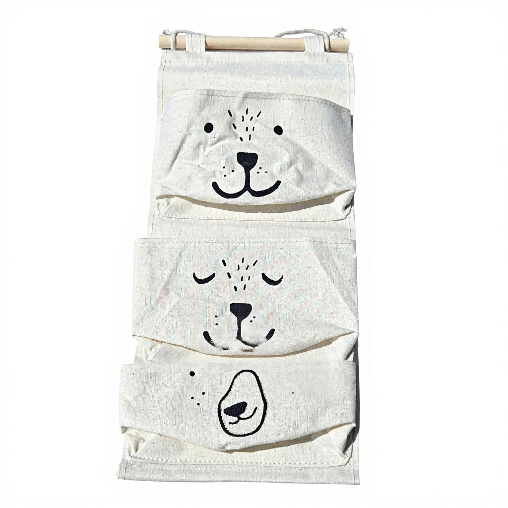 Cartoon animal face three-layer hanging storage