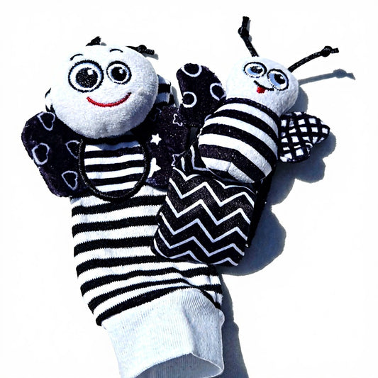 Cartoon animal rattle and sock set