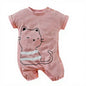 Girls’ Cartoon Cat Cotton Bodysuit (0–3 Months)