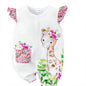 Little giraffe and zebra baby romper with flutter sleeves