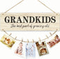 Rustic wooden 'Grandkids - The best part of growing old' sign to display photos