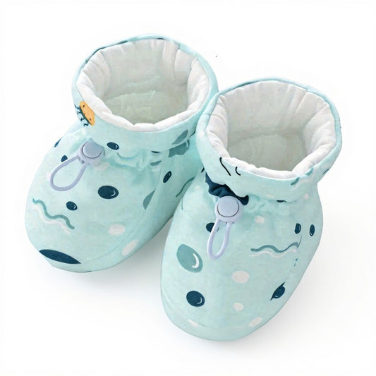 Pair Green water drops soft sole booties