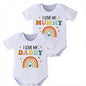 2 pcs "I love my daddy and mummy" short sleeve bodysuit