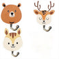3-Piece Wooden Jungle Animal Wall Hooks Set (8cm x 7cm)