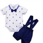 Sailing print bodysuit with polo collar and overall set