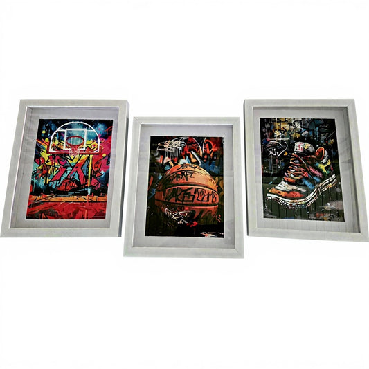 Set of 3 graffiti basketball wall art
