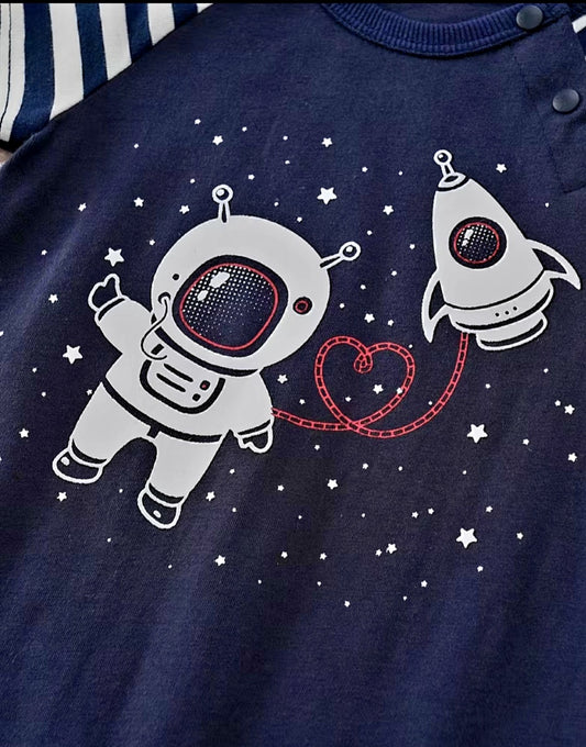 Cute Cartoon Astronaut Cotton Jumpsuit