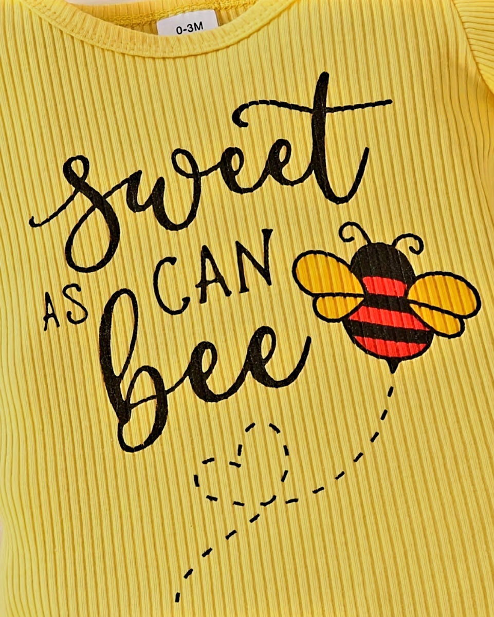 “Sweet as Can Bee” 3-Piece Baby Outfit Set (9–12 Months)