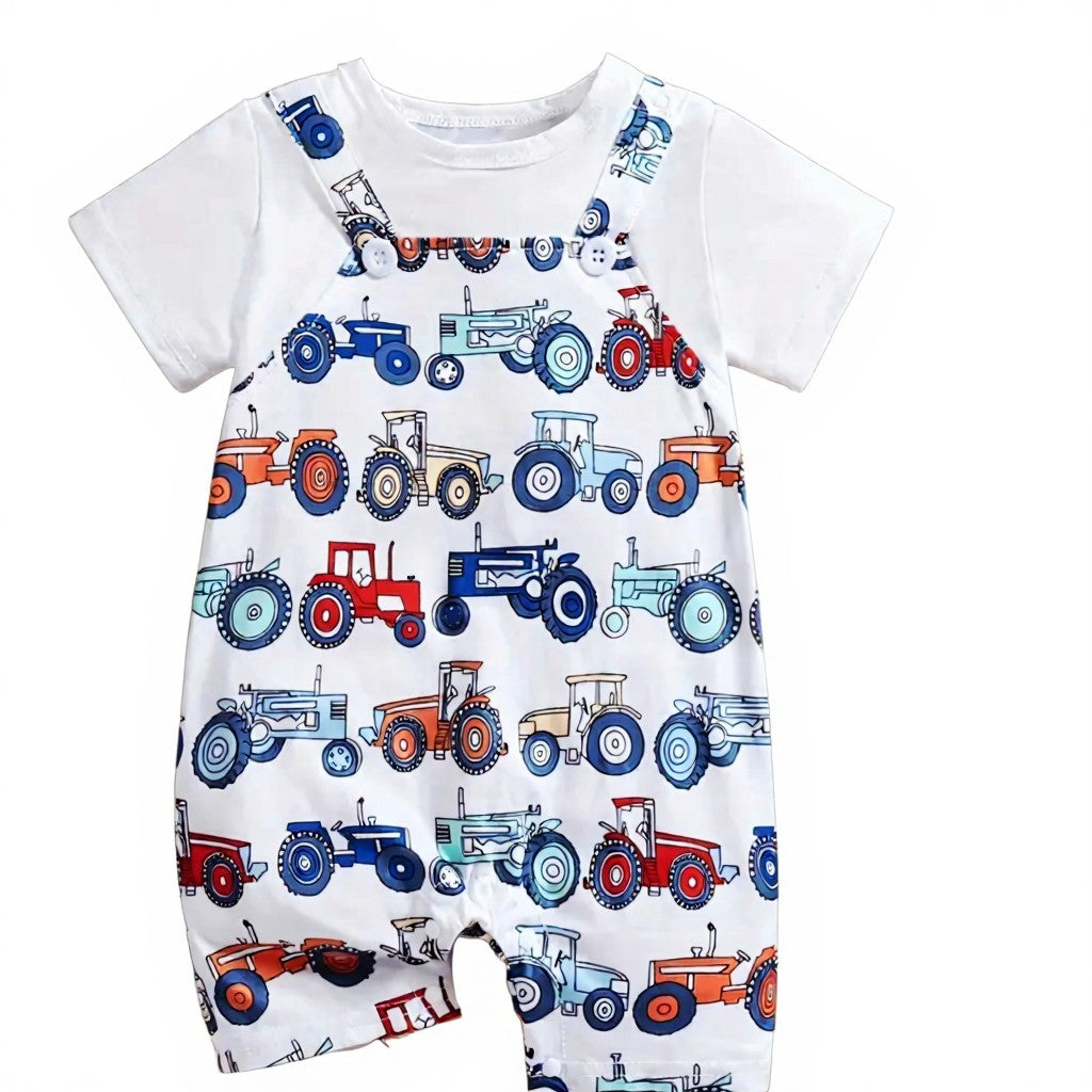 2-in-1 look cute tractor bodysuit