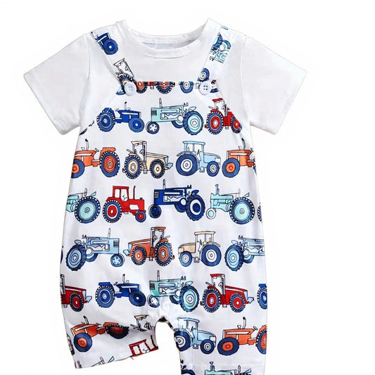2-in-1 look cute tractor bodysuit